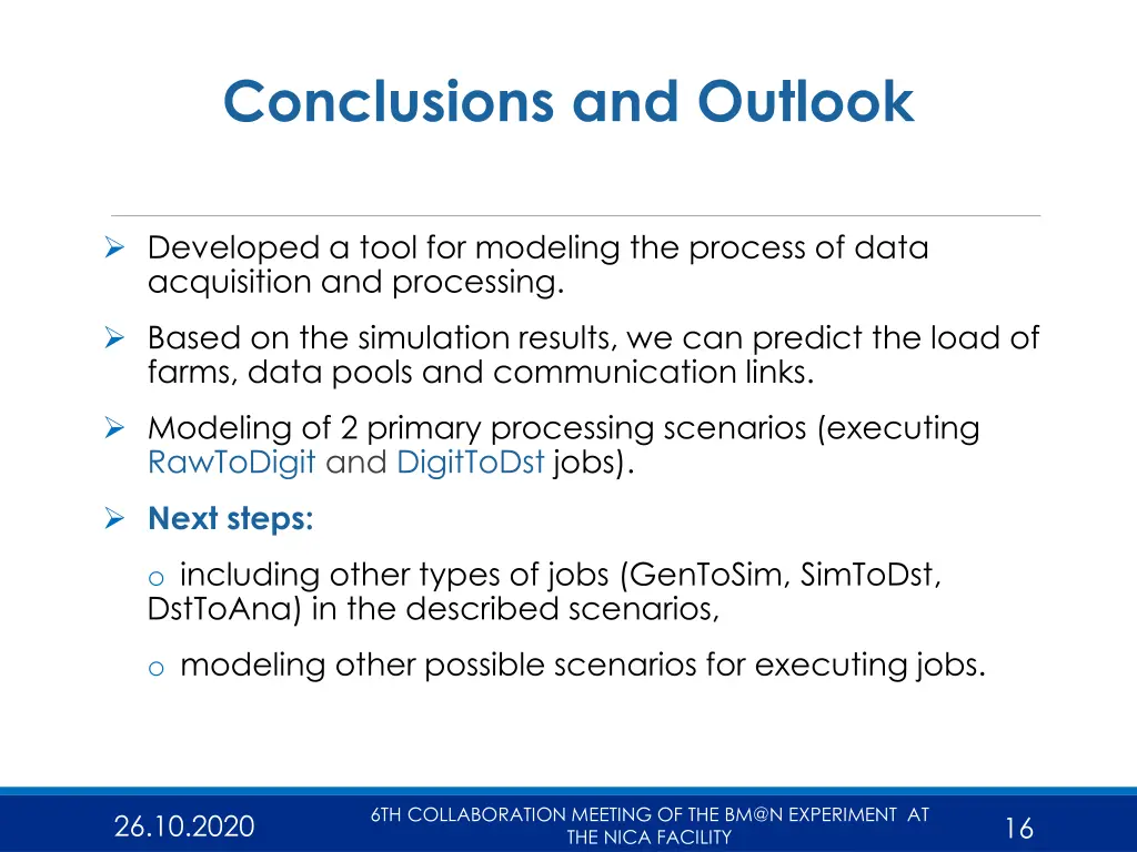 conclusions and outlook