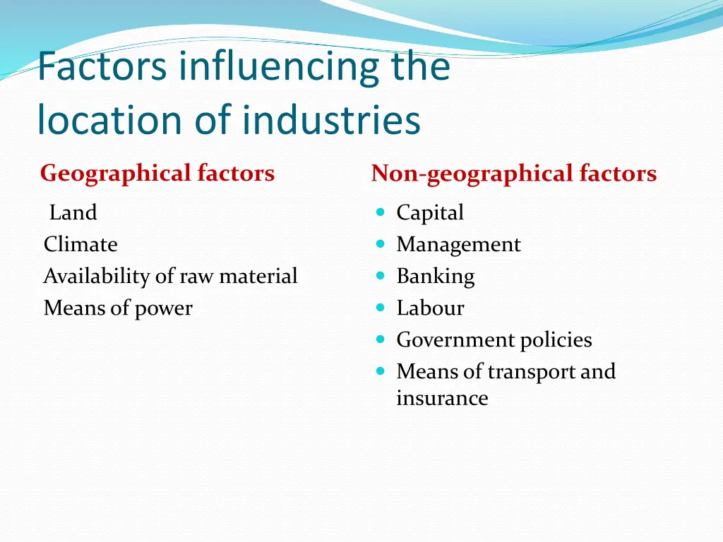 factors influencing the location of industries