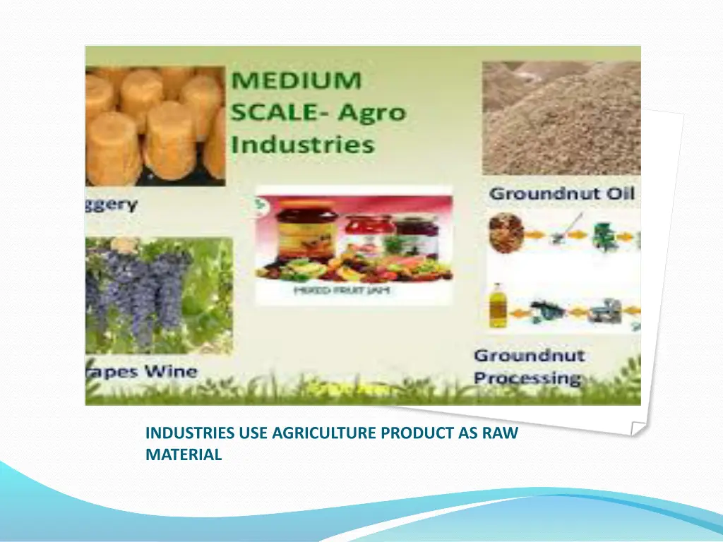industries use agriculture product as raw material