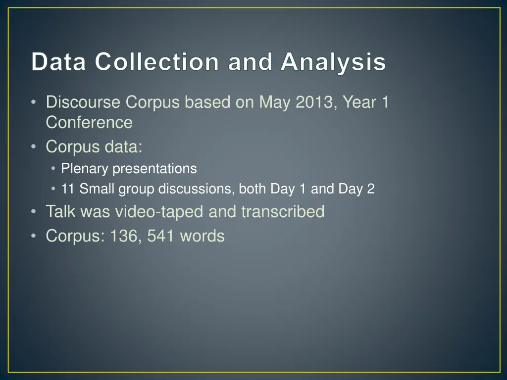 data collection and analysis
