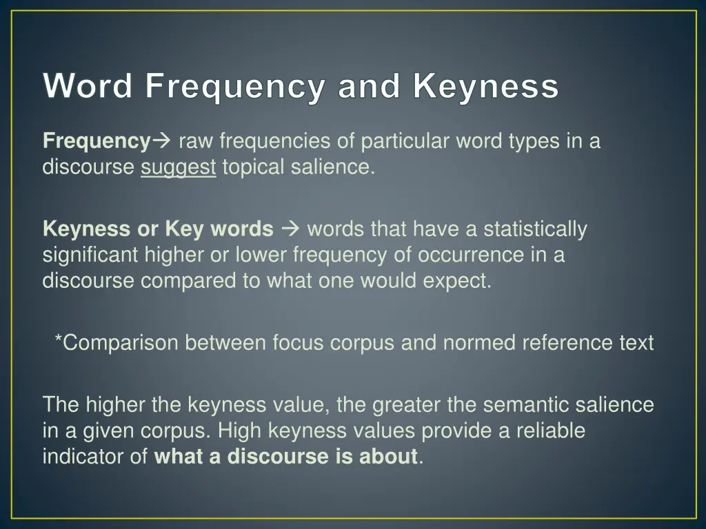word frequency and keyness