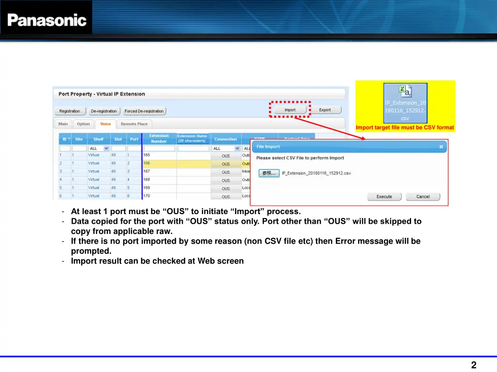 how to program nt registration by csv