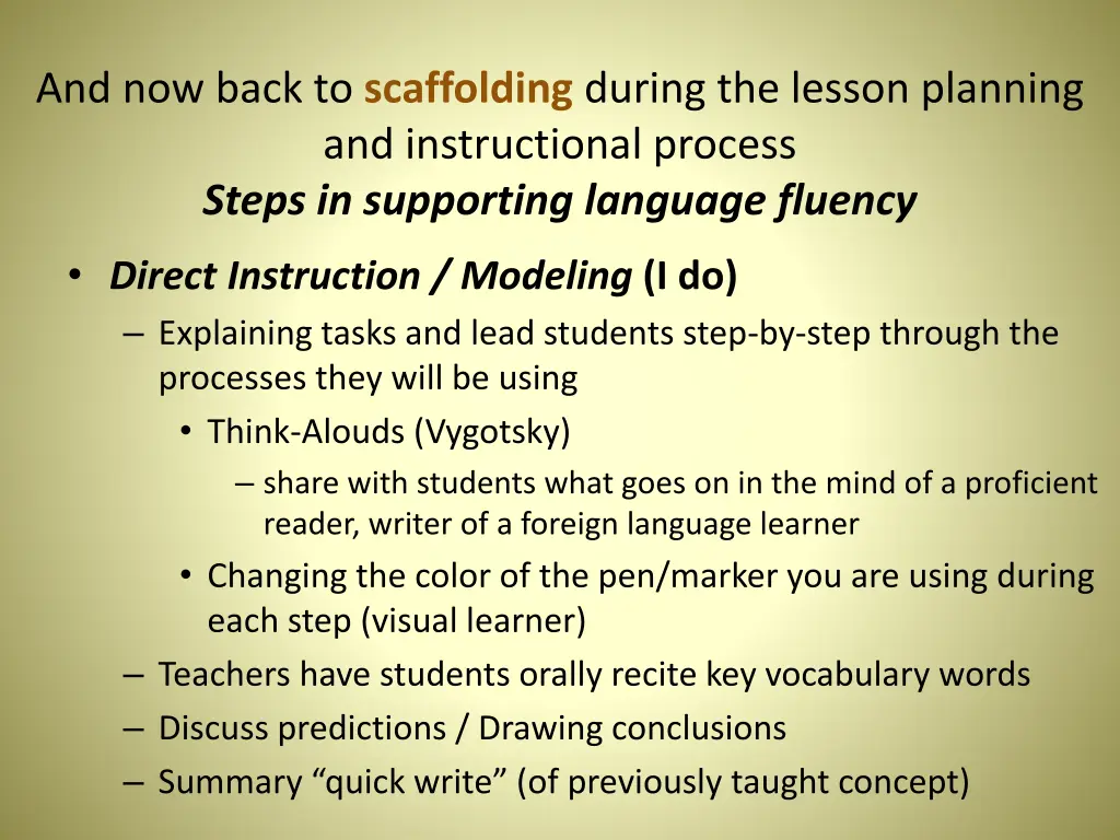 and now back to scaffolding during the lesson