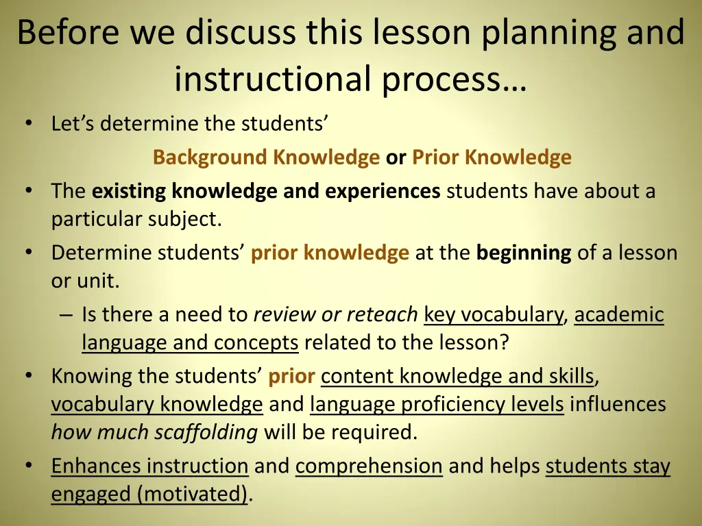 before we discuss this lesson planning