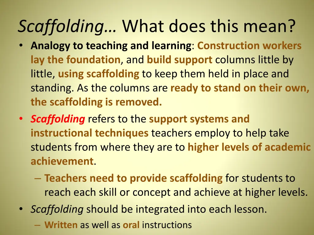 scaffolding what does this mean analogy