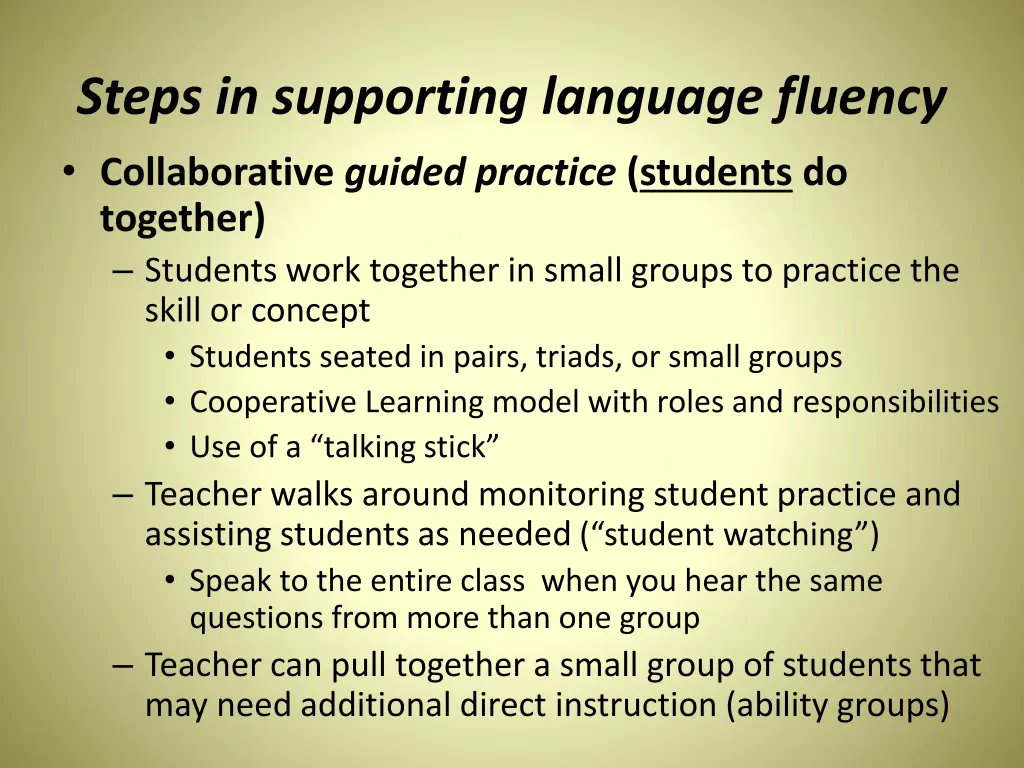 steps in supporting language fluency