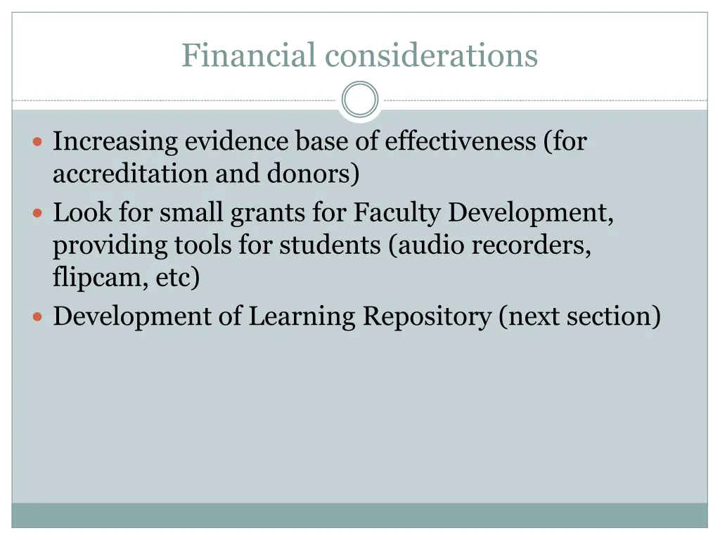 financial considerations
