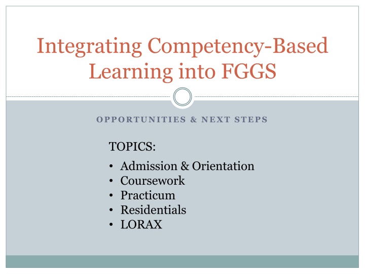 integrating competency based learning into fggs