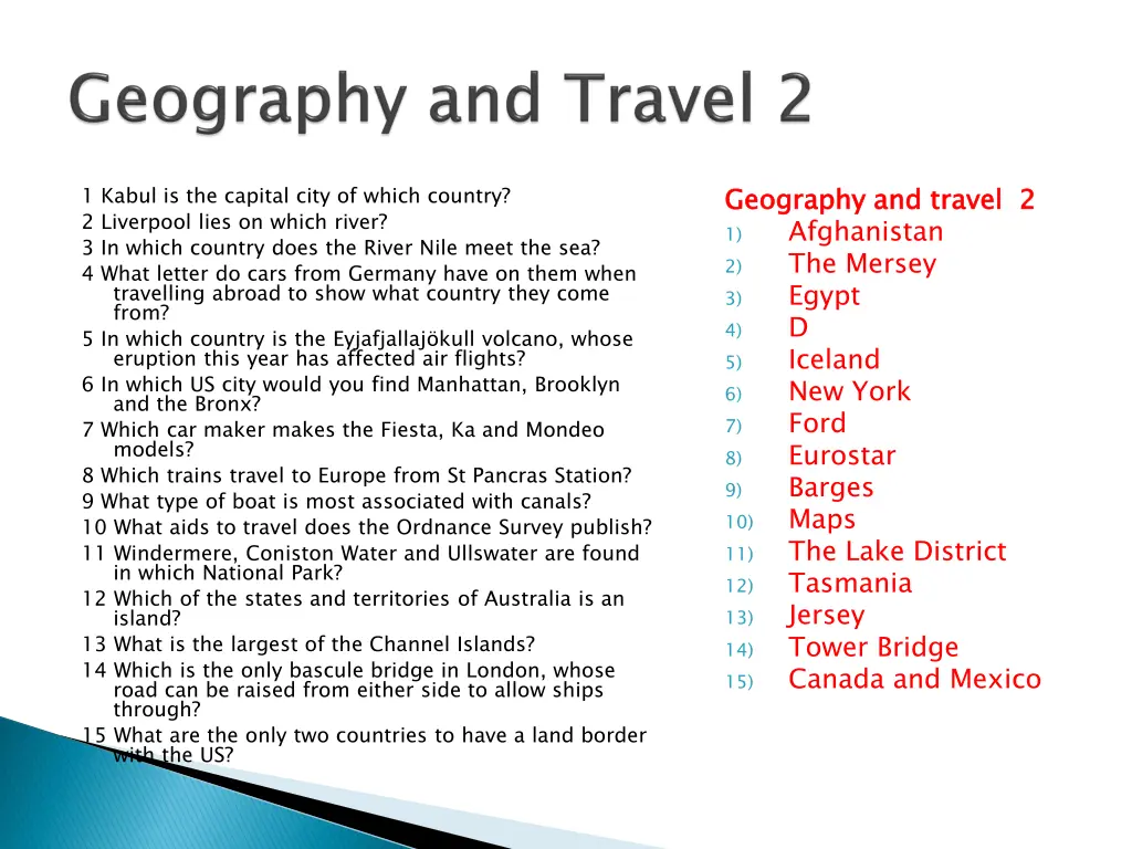 geography and travel 2 1 afghanistan 2 the mersey