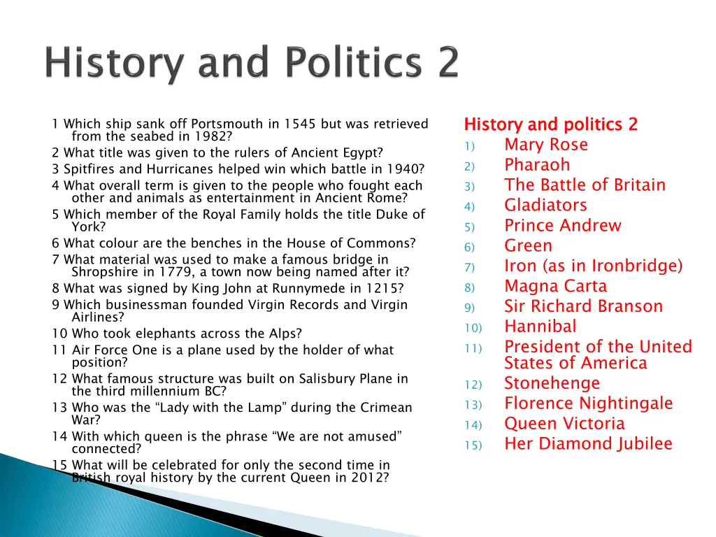 history and politics 2 1 mary rose 2 pharaoh