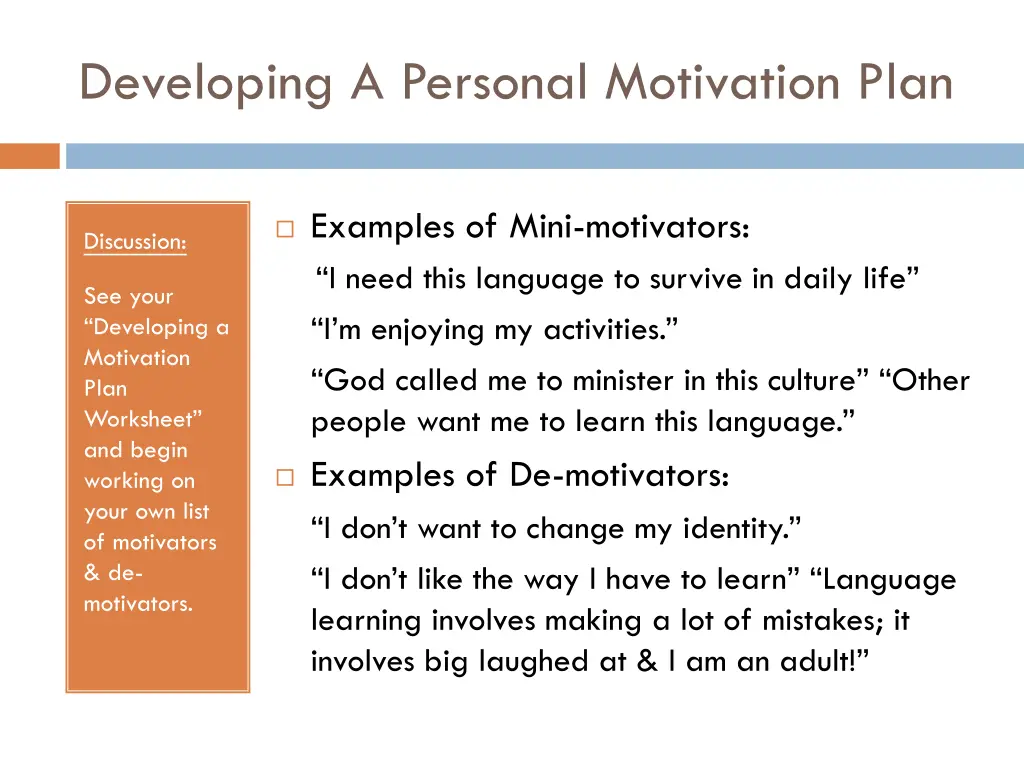 developing a personal motivation plan 1