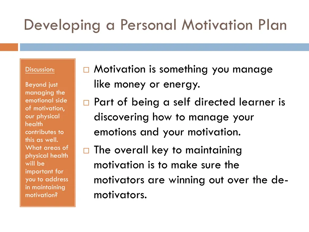 developing a personal motivation plan 2