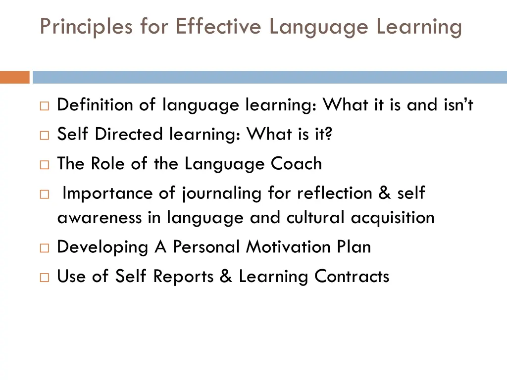 principles for effective language learning