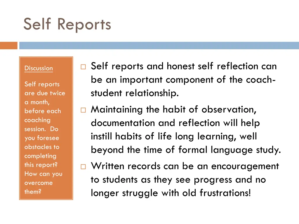 self reports 1