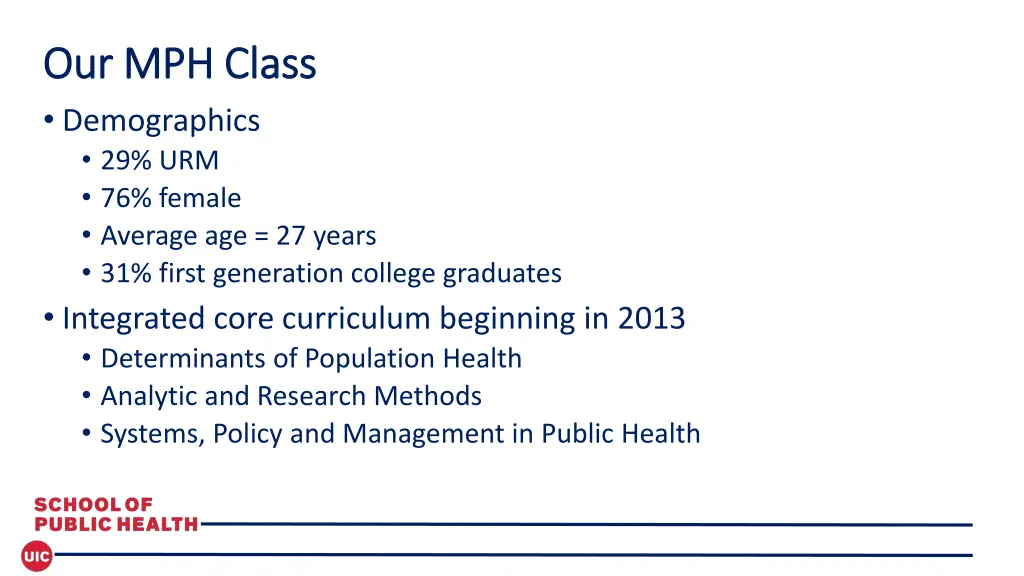 our mph class our mph class demographics