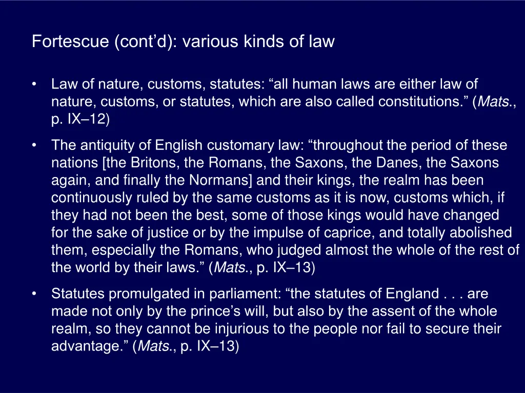 fortescue cont d various kinds of law