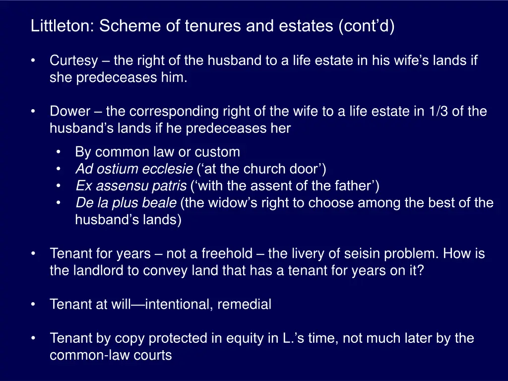 littleton scheme of tenures and estates cont d