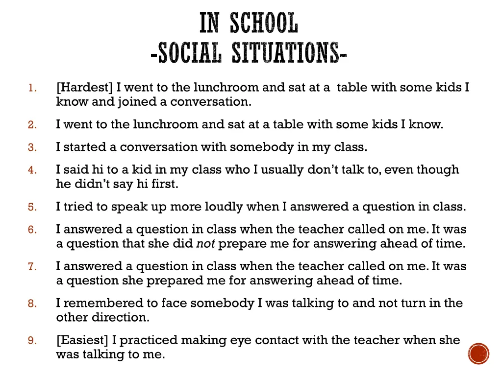 in school social situations