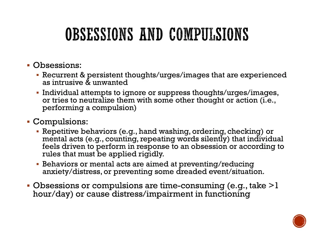 obsessions and compulsions