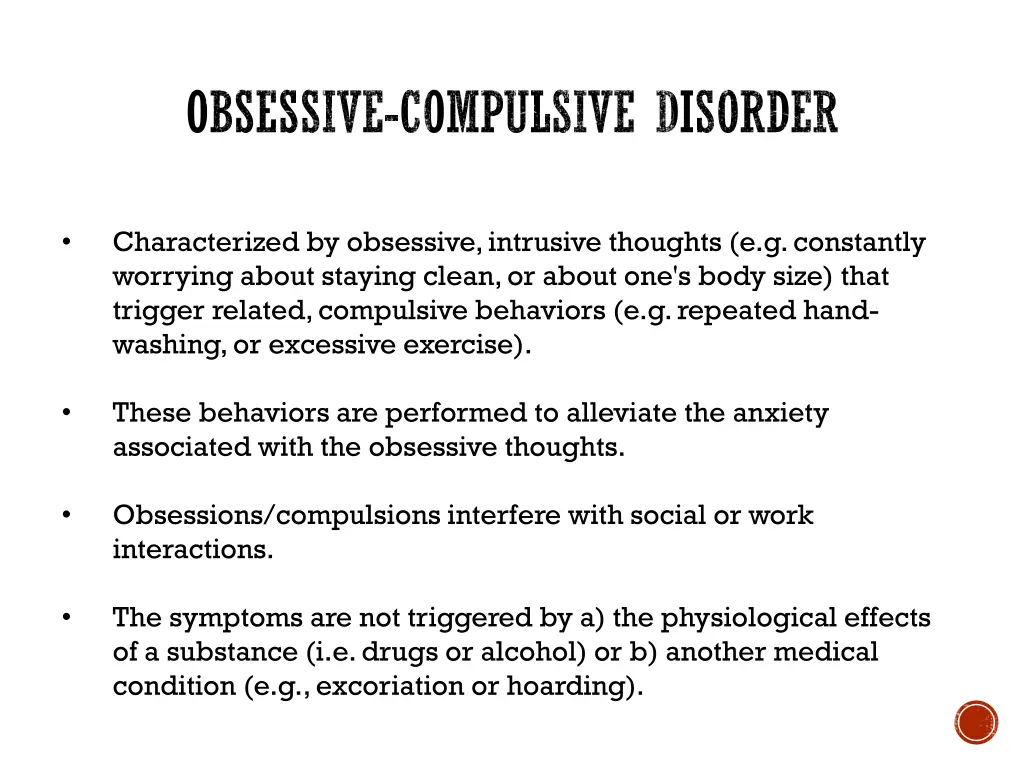 obsessive compulsive disorder