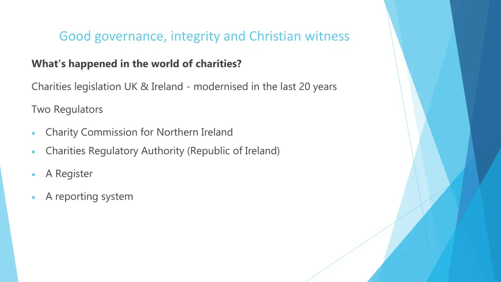 good governance integrity and christian witness
