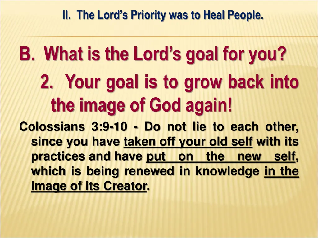 ii the lord s priority was to heal people 10
