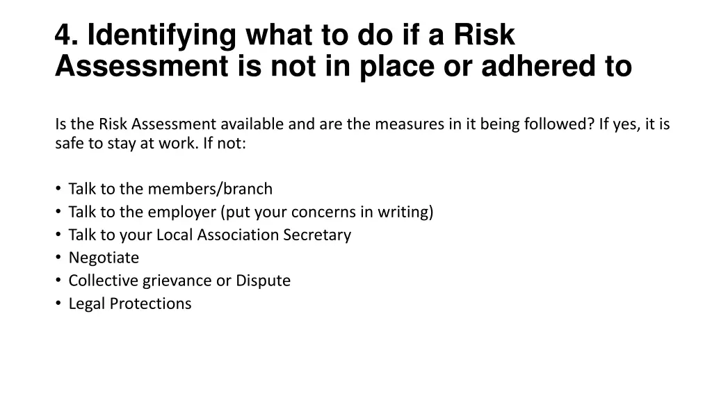 4 identifying what to do if a risk assessment