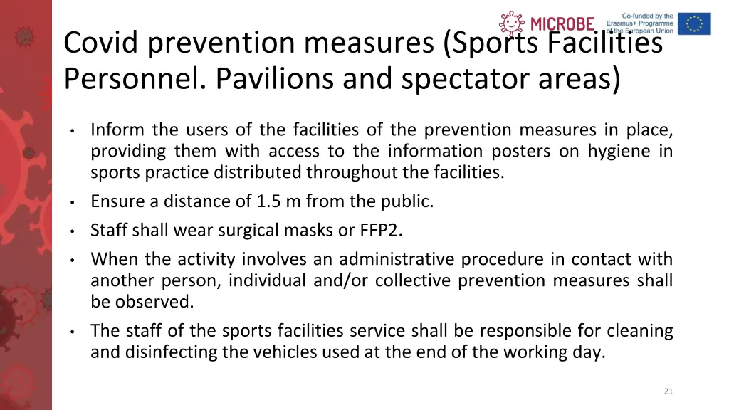 covid prevention measures sports facilities 1