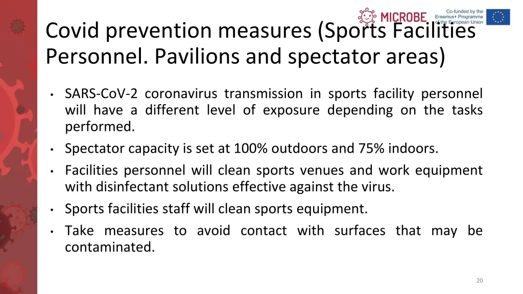 covid prevention measures sports facilities
