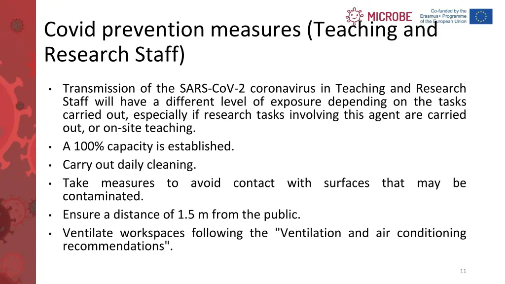 covid prevention measures teaching and research