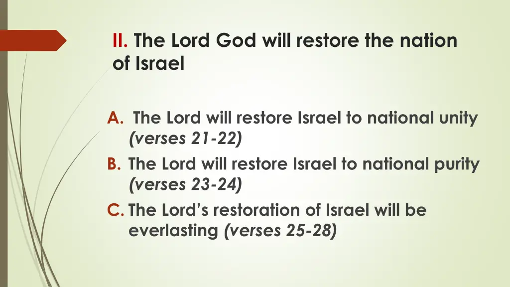 ii the lord god will restore the nation of israel