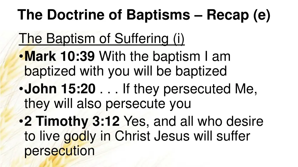 the doctrine of baptisms recap e