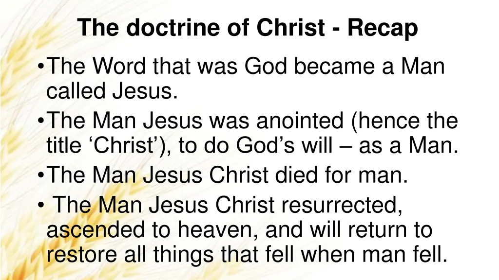 the doctrine of christ recap the word that
