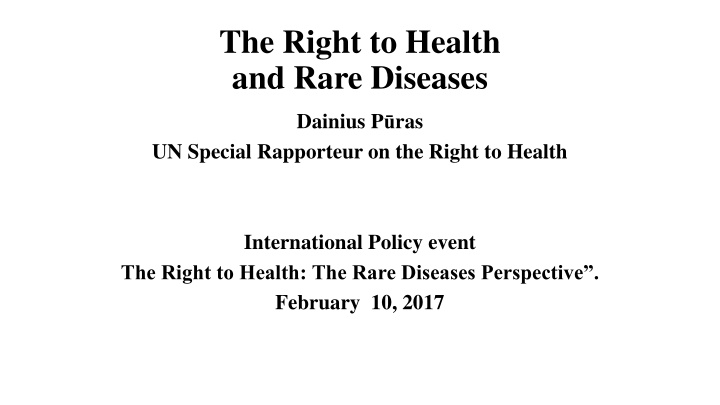 the right to health and rare diseases