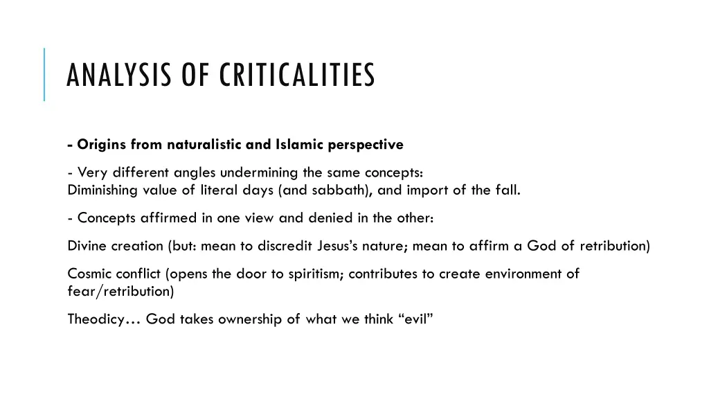 analysis of criticalities 1