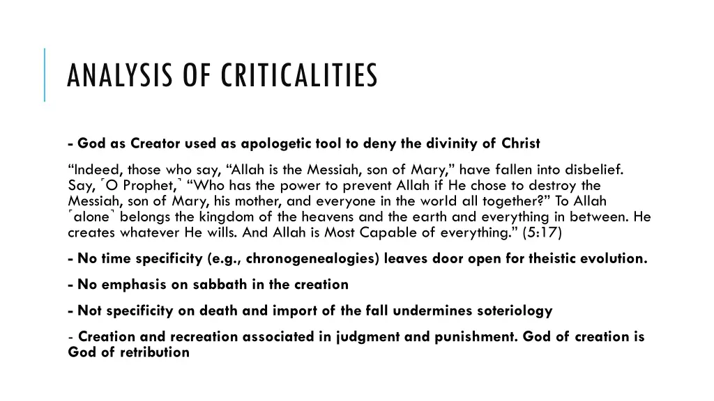 analysis of criticalities