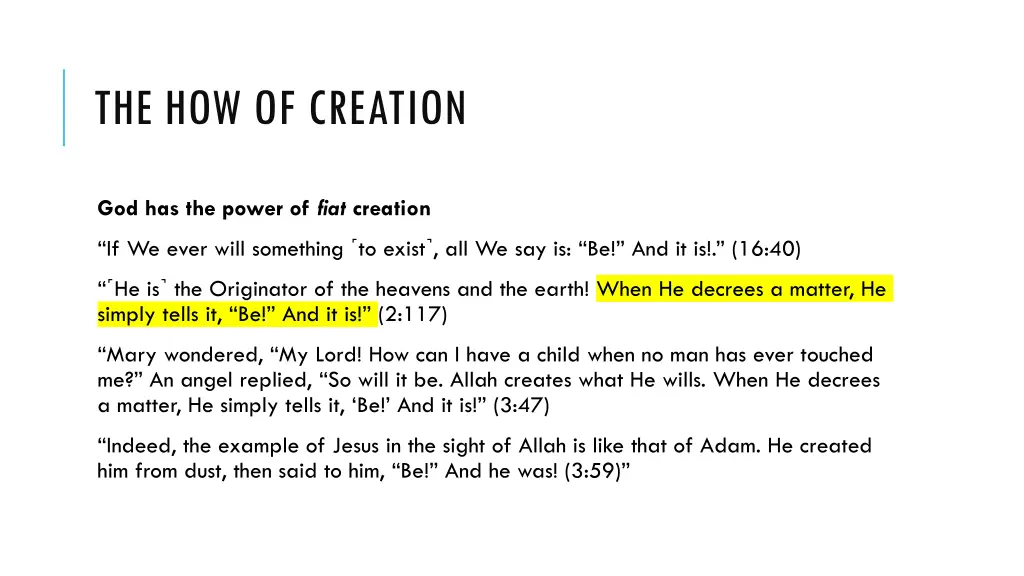 the how of creation