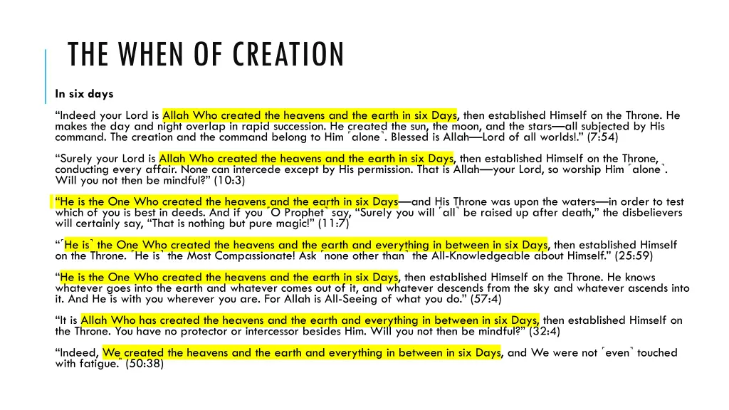 the when of creation 1