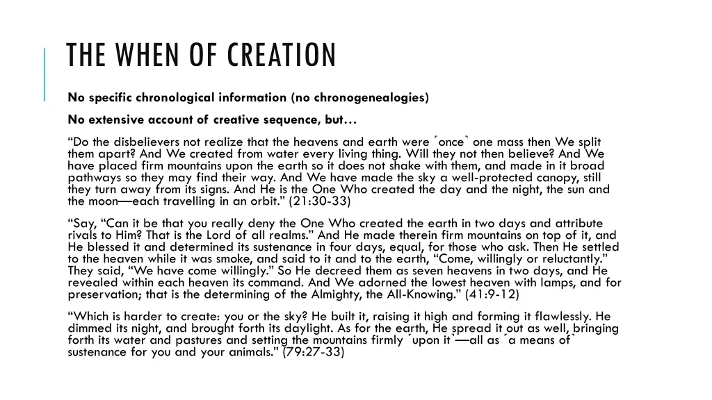 the when of creation