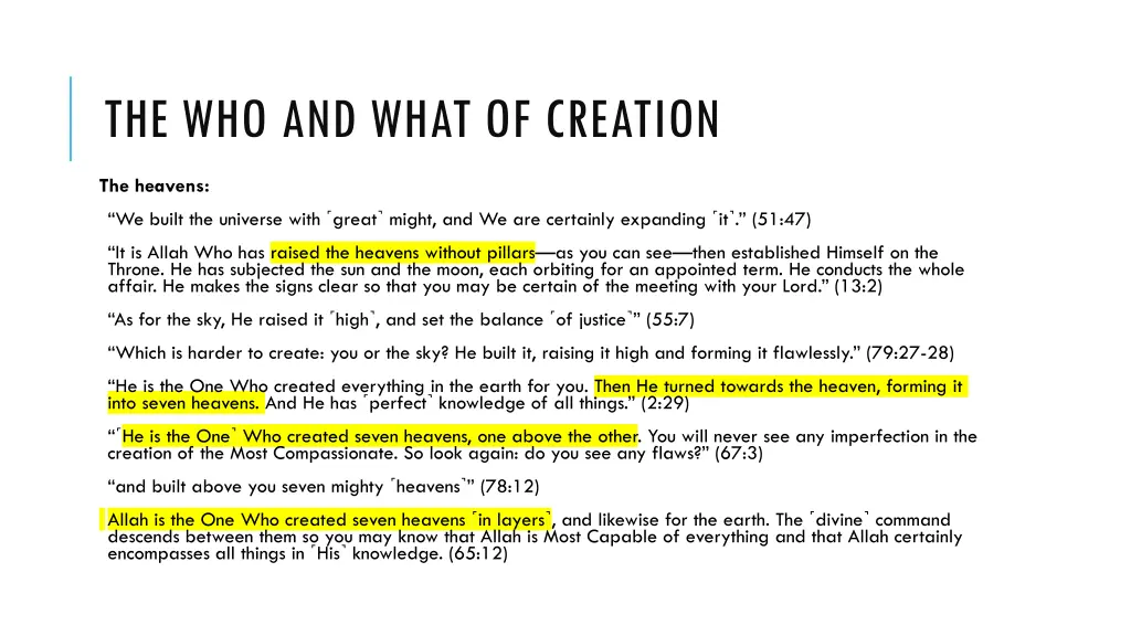 the who and what of creation 1