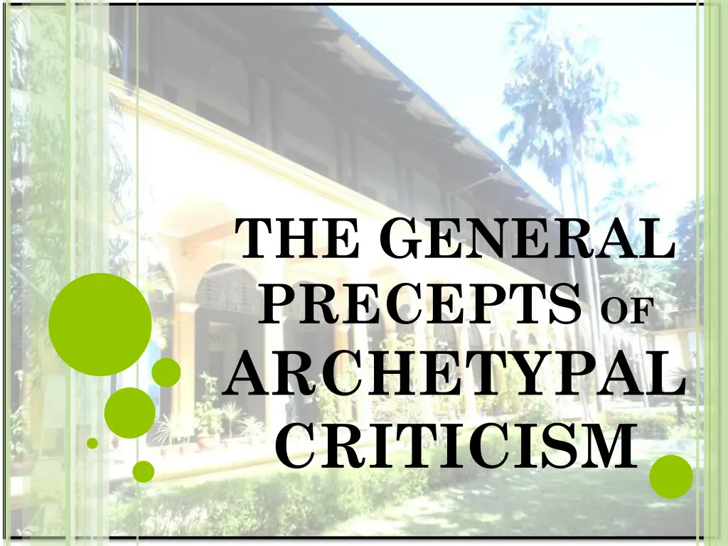 the general precepts of archetypal criticism