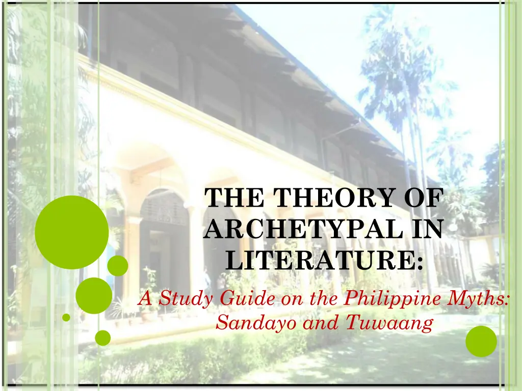 the theory of archetypal in literature a study