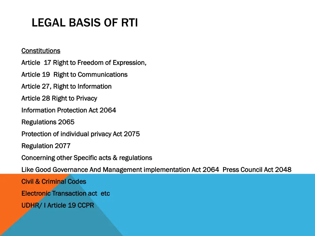 legal basis of rti