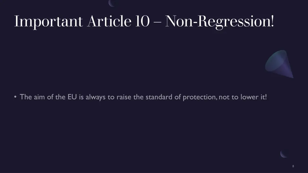 important article 10 non regression