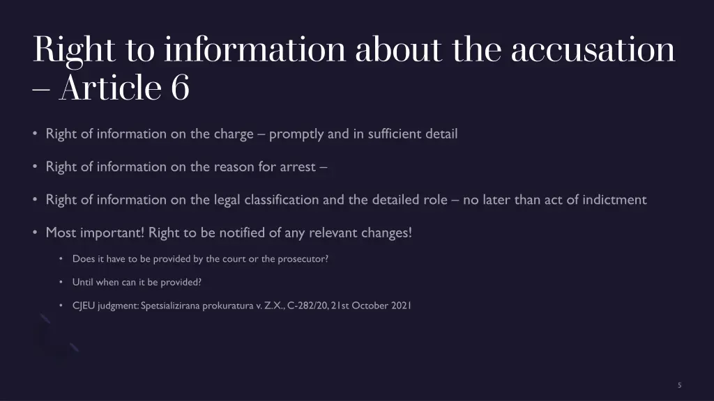 right to information about the accusation article