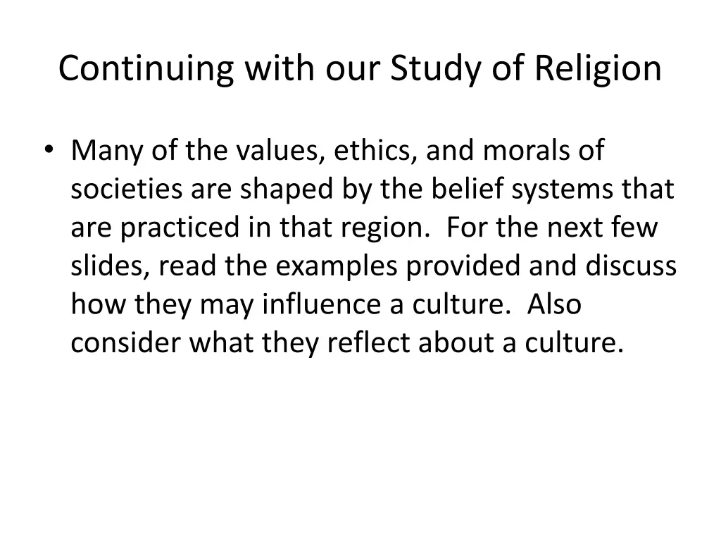 continuing with our study of religion