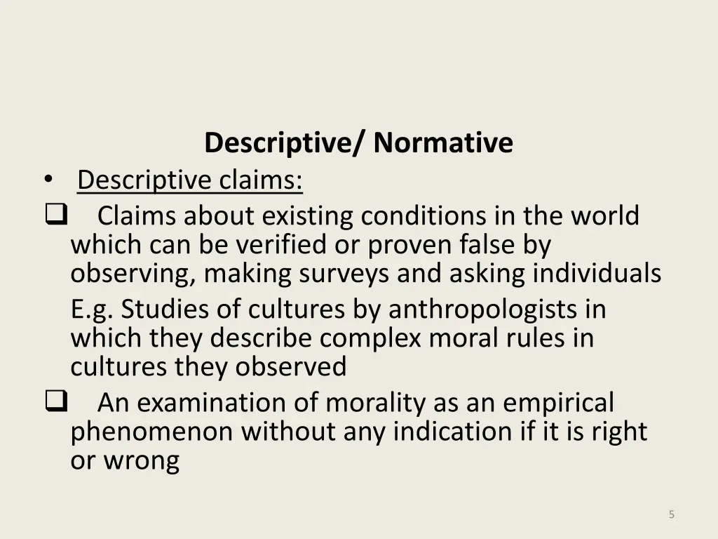 descriptive normative