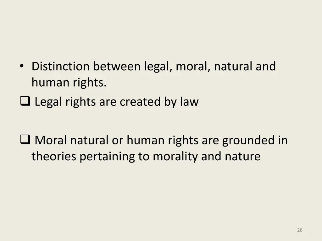 distinction between legal moral natural and human
