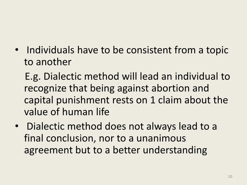 individuals have to be consistent from a topic