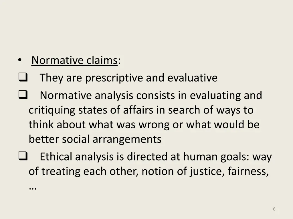 normative claims they are prescriptive